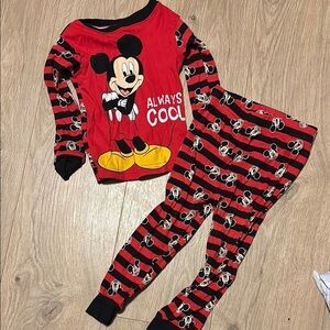 Disney Red and Black Mickey Mouse Pajama Set